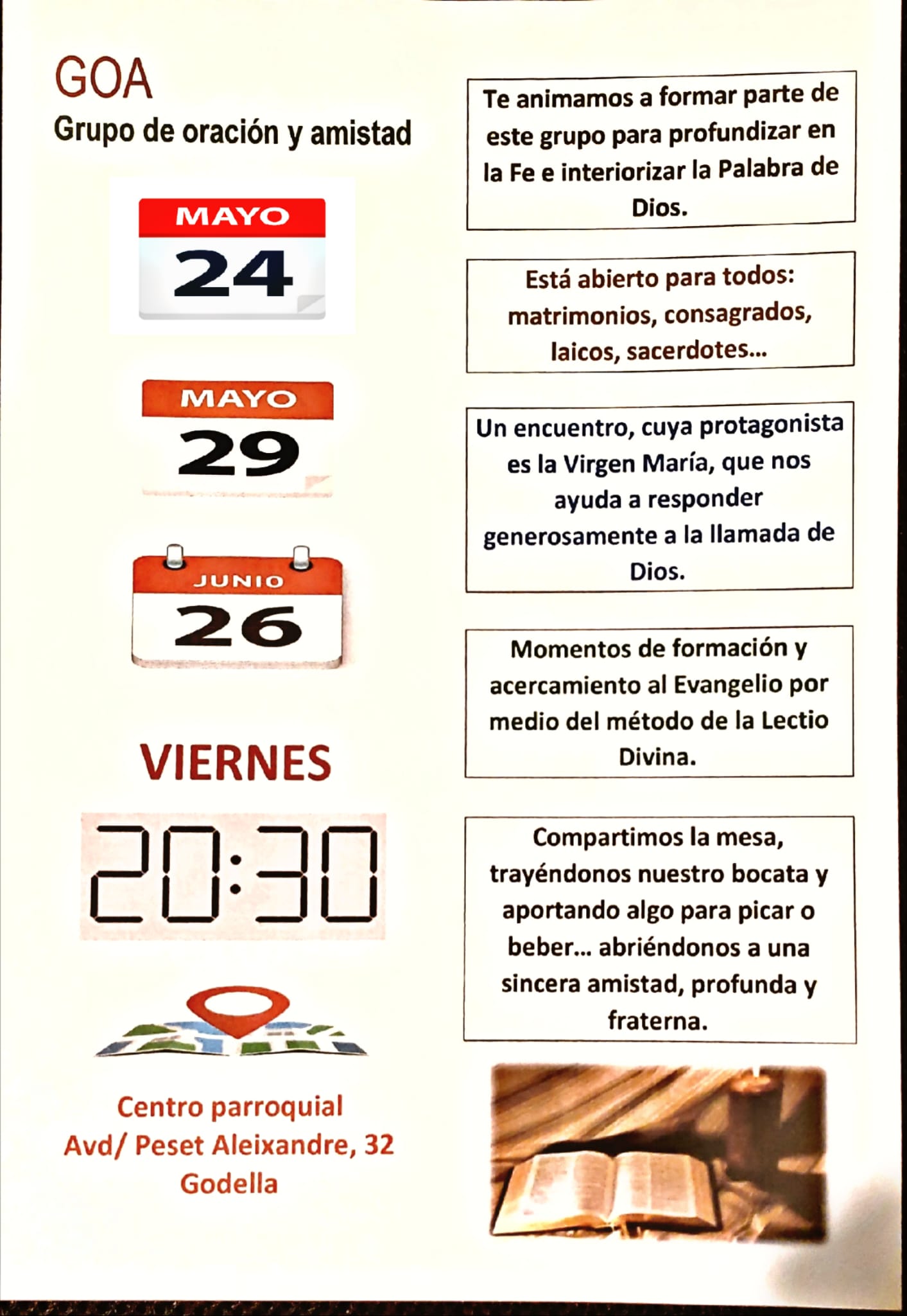 Reuniones Grupo de Oración y Amistad